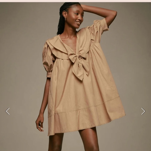 Anthropologie Pilcro Tan Tie Collar Megan dress XXS - Picture 4 of 9